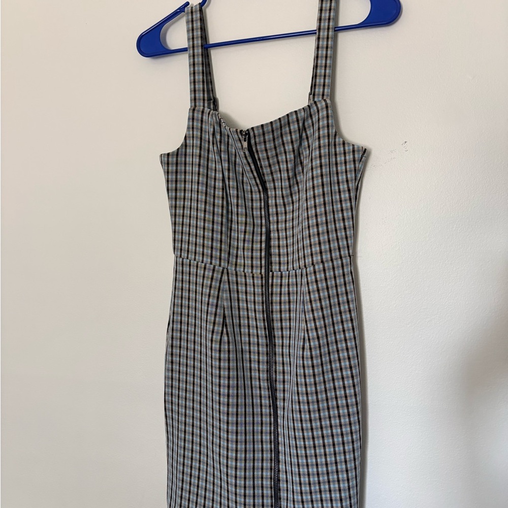 Kingston Plaid Midi Dress in Black and Gray
